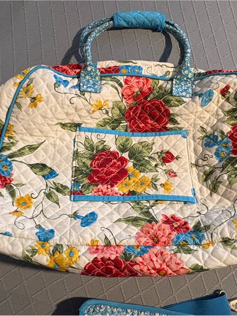 The Pioneer Woman Quilted Floral Travel Bag in Cream, Red, Blue, Yellow